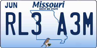 MO license plate RL3A3M