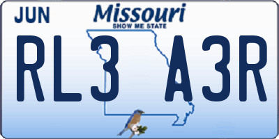 MO license plate RL3A3R