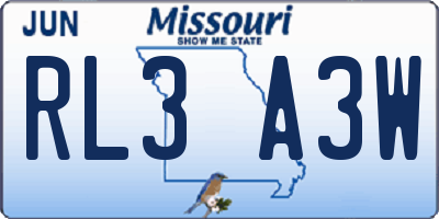 MO license plate RL3A3W