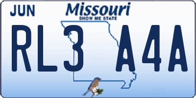 MO license plate RL3A4A