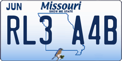 MO license plate RL3A4B