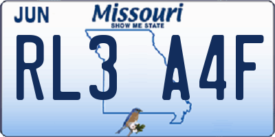 MO license plate RL3A4F