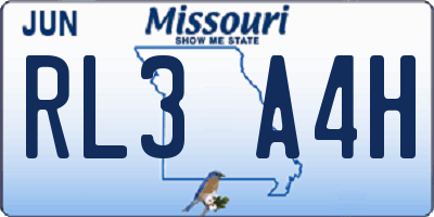MO license plate RL3A4H