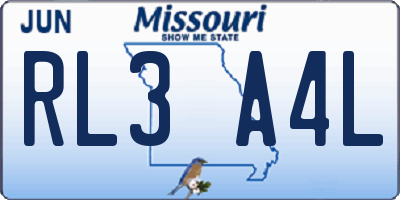 MO license plate RL3A4L