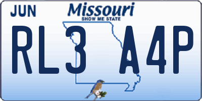MO license plate RL3A4P