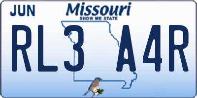 MO license plate RL3A4R