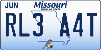 MO license plate RL3A4T