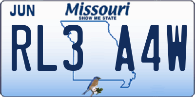 MO license plate RL3A4W