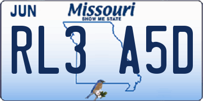 MO license plate RL3A5D