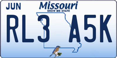 MO license plate RL3A5K