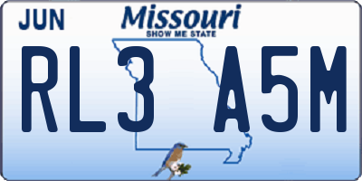 MO license plate RL3A5M