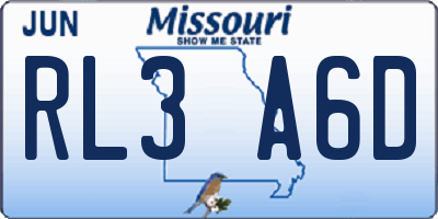 MO license plate RL3A6D