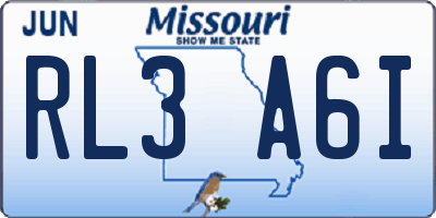 MO license plate RL3A6I