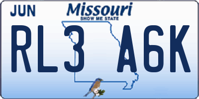 MO license plate RL3A6K