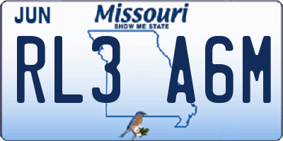 MO license plate RL3A6M