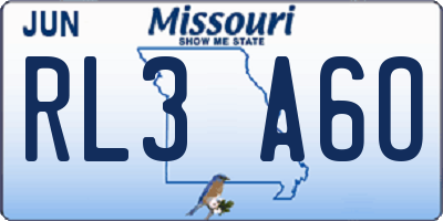 MO license plate RL3A6O