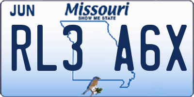 MO license plate RL3A6X