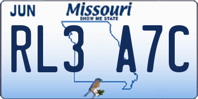 MO license plate RL3A7C