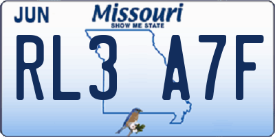 MO license plate RL3A7F