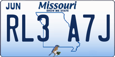MO license plate RL3A7J