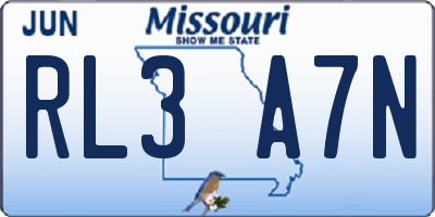 MO license plate RL3A7N