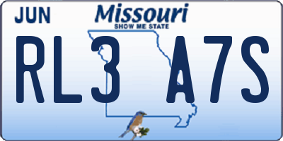 MO license plate RL3A7S