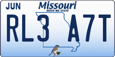 MO license plate RL3A7T