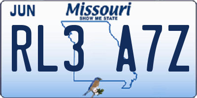 MO license plate RL3A7Z