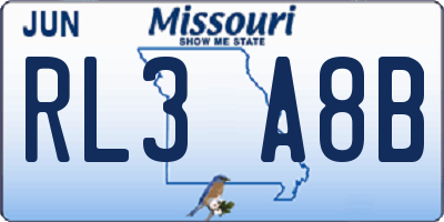 MO license plate RL3A8B