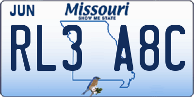 MO license plate RL3A8C