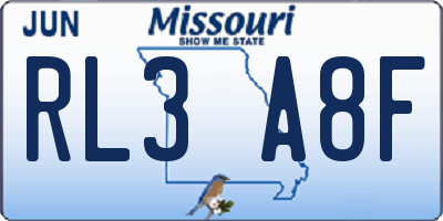 MO license plate RL3A8F