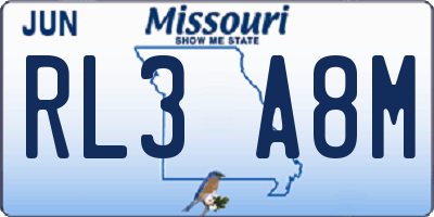 MO license plate RL3A8M