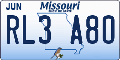 MO license plate RL3A8O