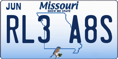 MO license plate RL3A8S
