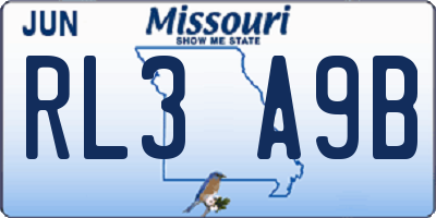MO license plate RL3A9B