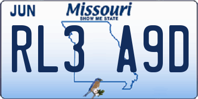 MO license plate RL3A9D