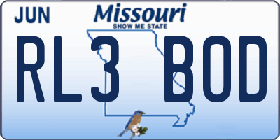 MO license plate RL3B0D