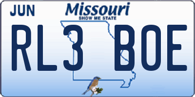 MO license plate RL3B0E