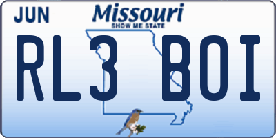 MO license plate RL3B0I