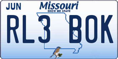 MO license plate RL3B0K