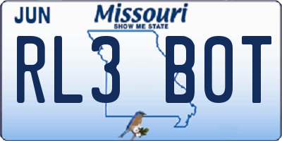 MO license plate RL3B0T