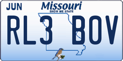 MO license plate RL3B0V