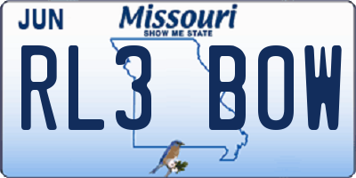 MO license plate RL3B0W
