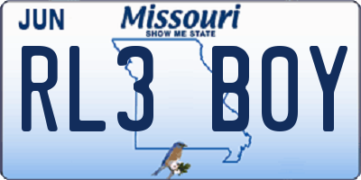 MO license plate RL3B0Y