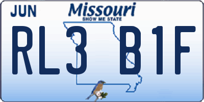 MO license plate RL3B1F