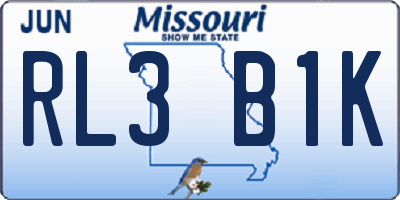 MO license plate RL3B1K