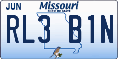 MO license plate RL3B1N