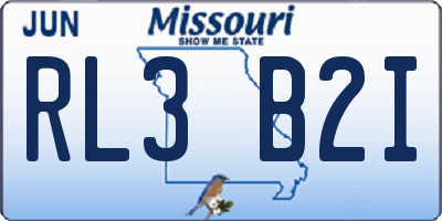 MO license plate RL3B2I