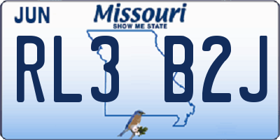 MO license plate RL3B2J