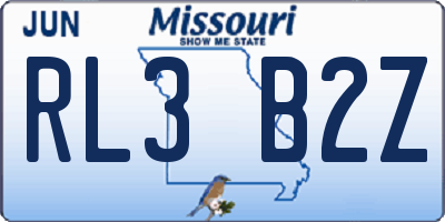 MO license plate RL3B2Z